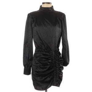 TOBI High Neck Long Sleeve Satin Leopard Cinched Dress XS Preowned